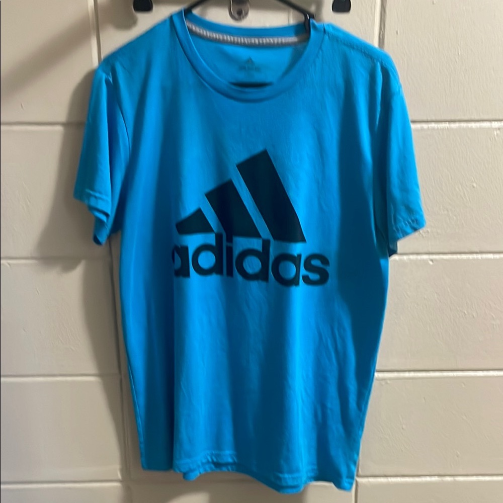Adidas Blue T-Shirt with Black Logo Size Medium